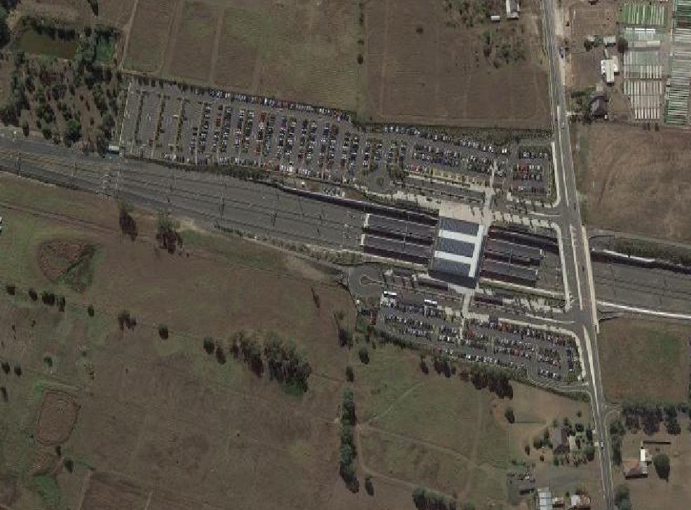 Asphalt as far as the eye car see. Leppington Station lacks anything much around it except parking.